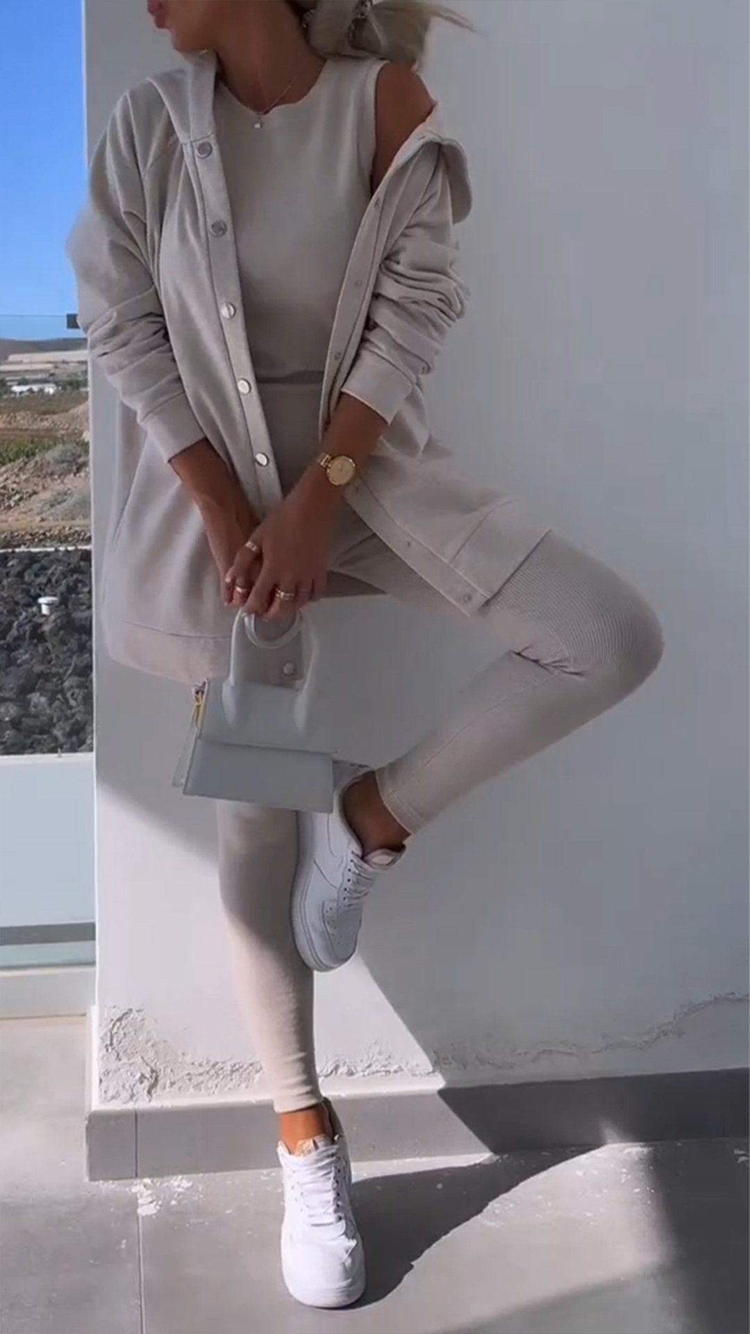 Hooded Cardigan Set