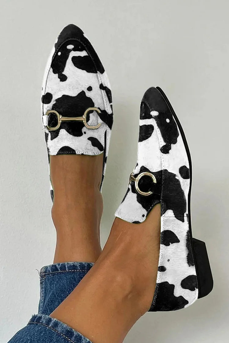 SPOTTED LOAFERS WITH GOLDEN CLIP