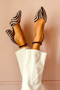 ZEBRA PRINT POINTED TOE PUMPS WITH STRAP