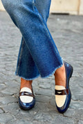 BICOLORED LOAFERS WITH SHINY STRAP