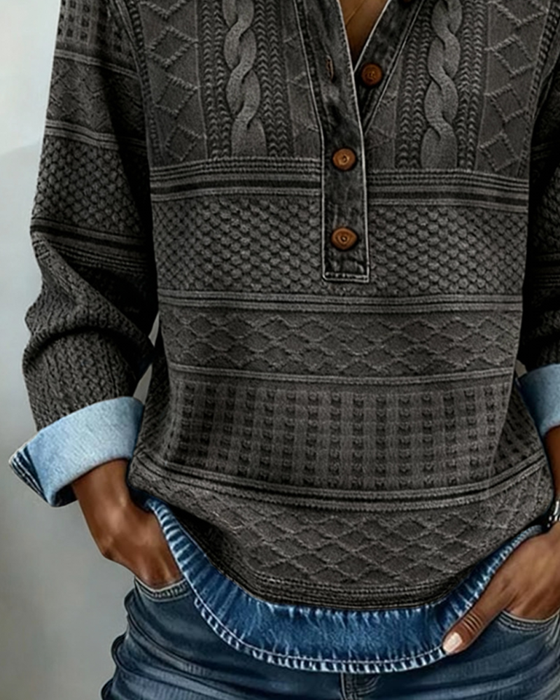 SOFIA – Denim Detailed Knitted Sweatshirt