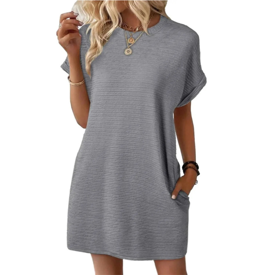 EVASHA™ – Casual Minimalist Round Neck Autumn Dress