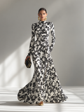 Women's Black and White Striped Stretch Wrap Dress MDA1295K1AP