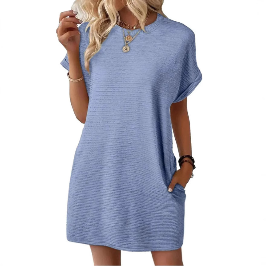 EVASHA™ – Casual Minimalist Round Neck Autumn Dress