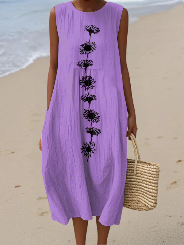 Emma | Purple Bloom Midi Dress