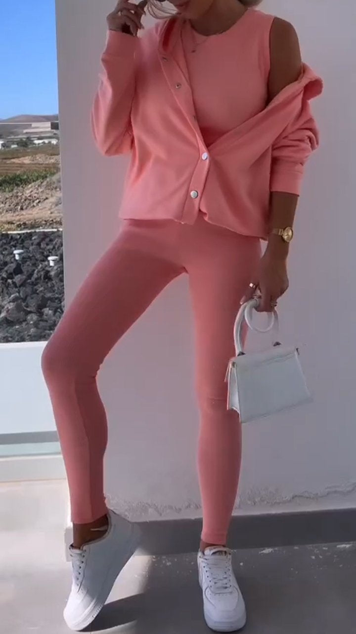 Hooded Cardigan Set