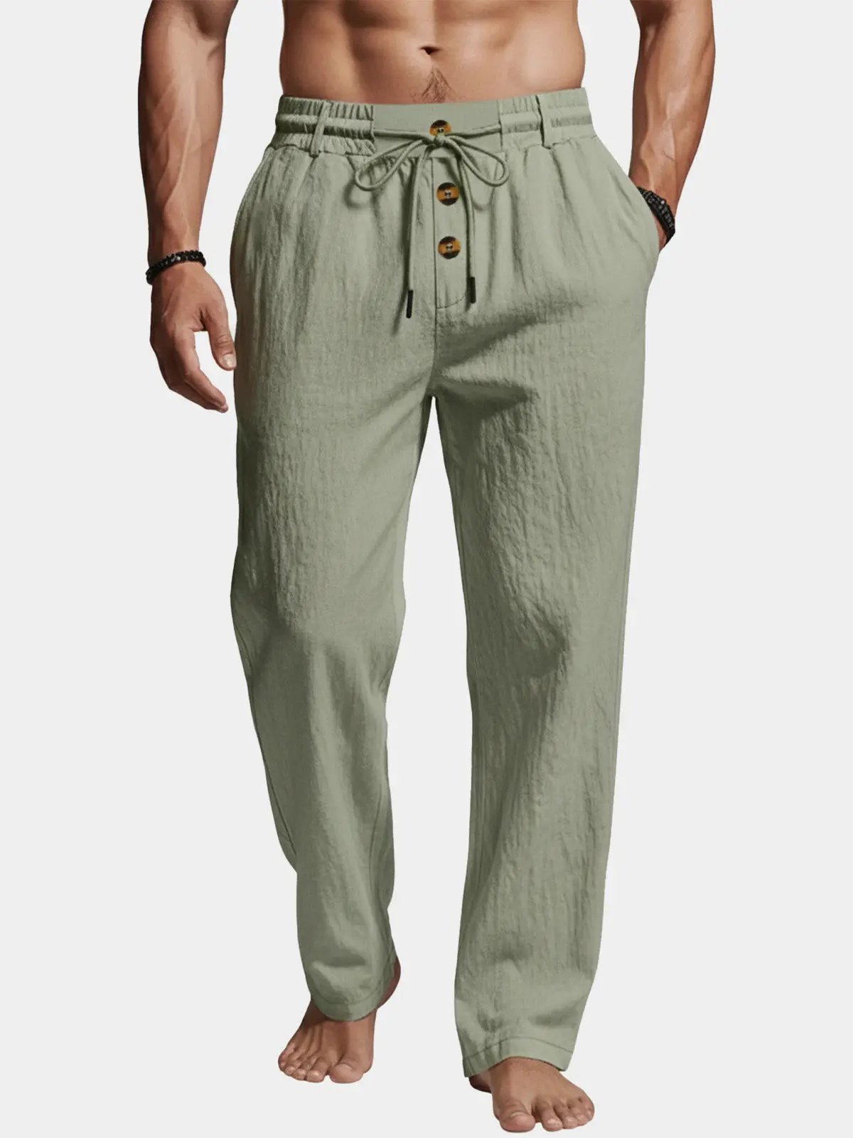 Men's Linen Blend Wide Leg Lounge Pants