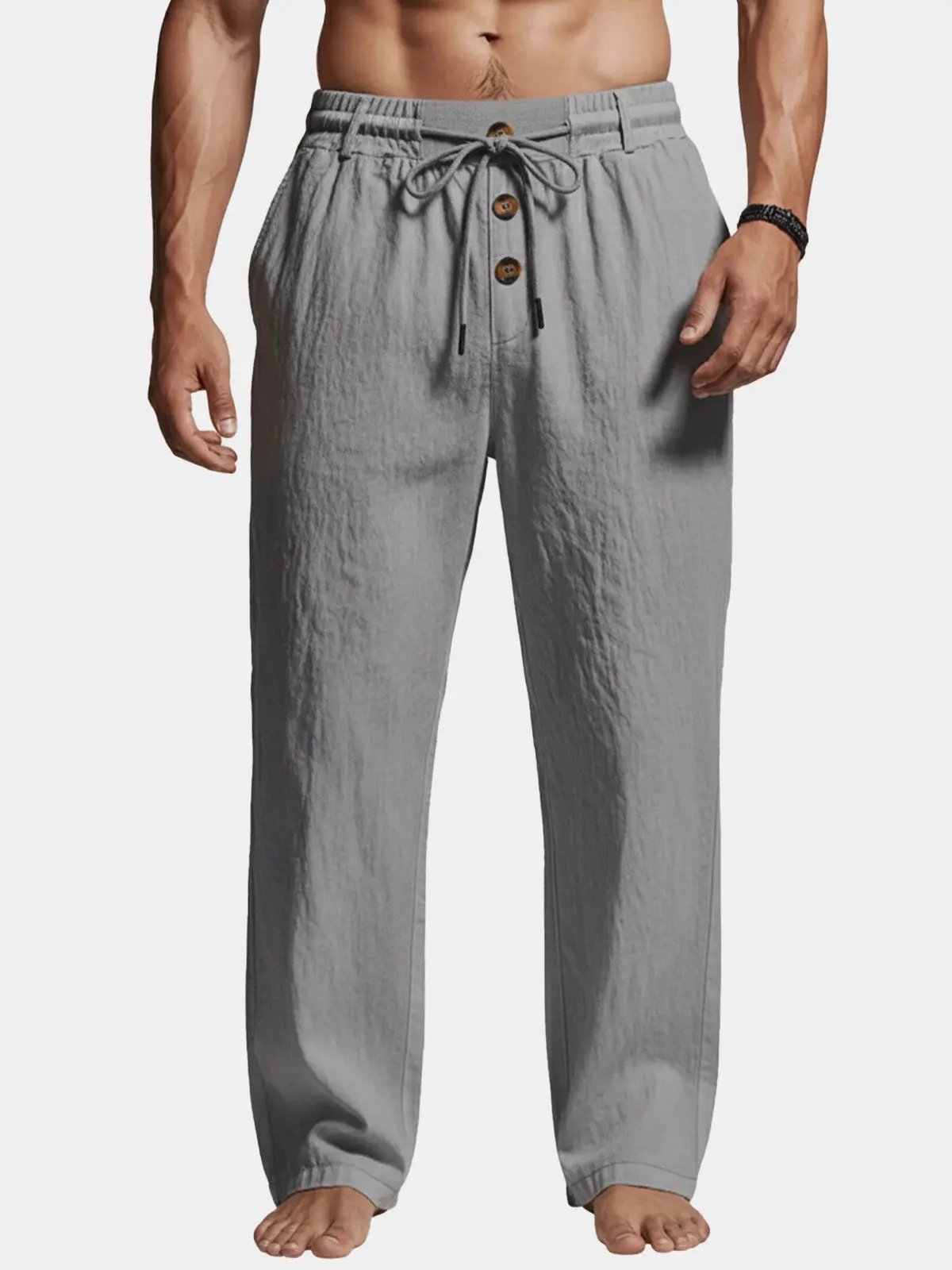 Men's Linen Blend Wide Leg Lounge Pants
