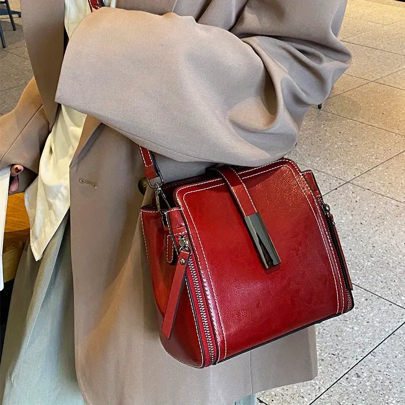 Stylish Real Leather Crossbody Bag