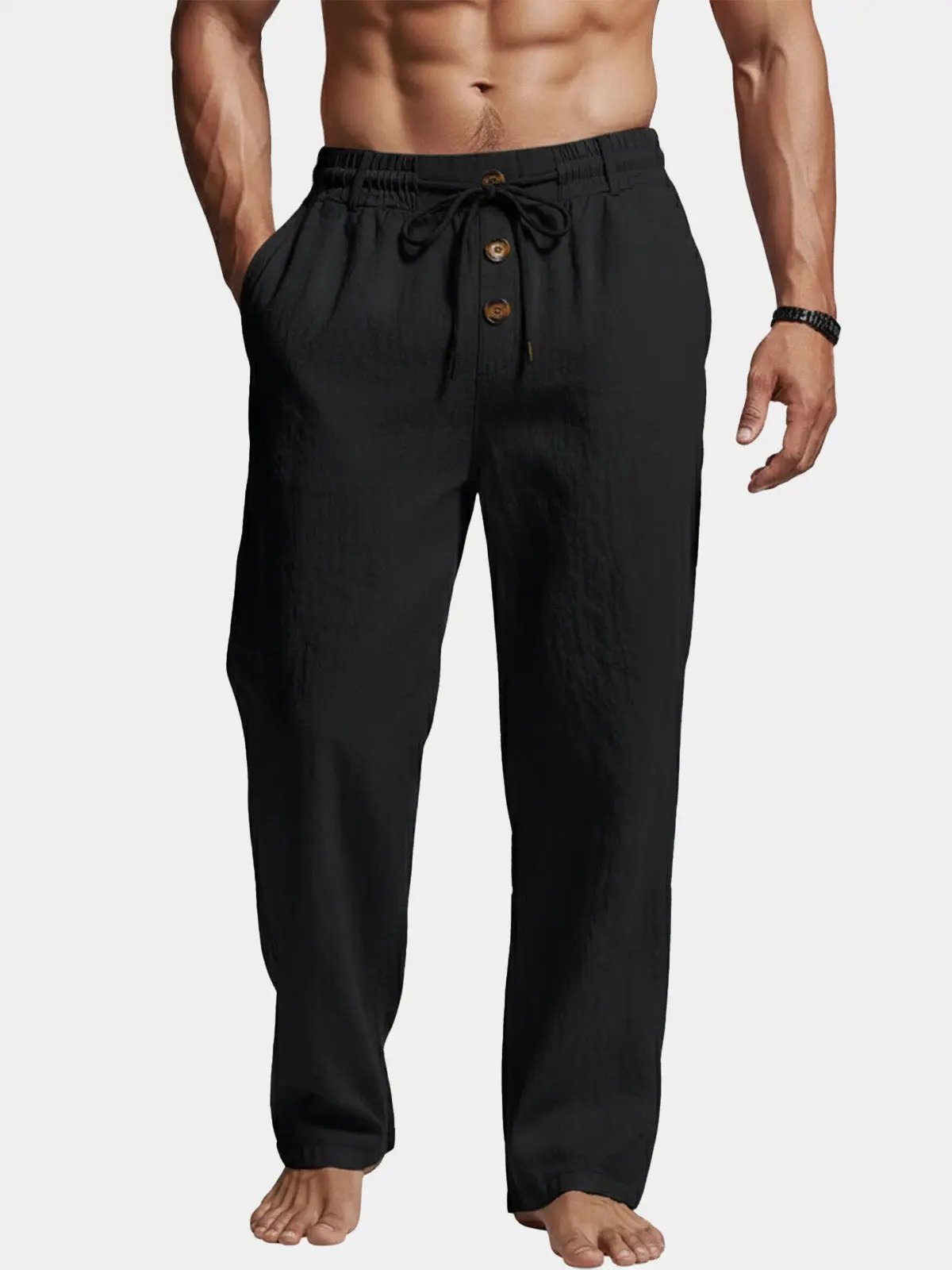 Men's Linen Blend Wide Leg Lounge Pants