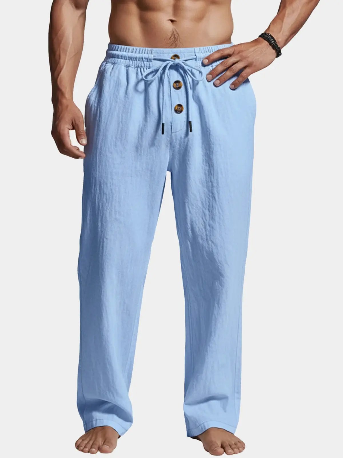 Men's Linen Blend Wide Leg Lounge Pants