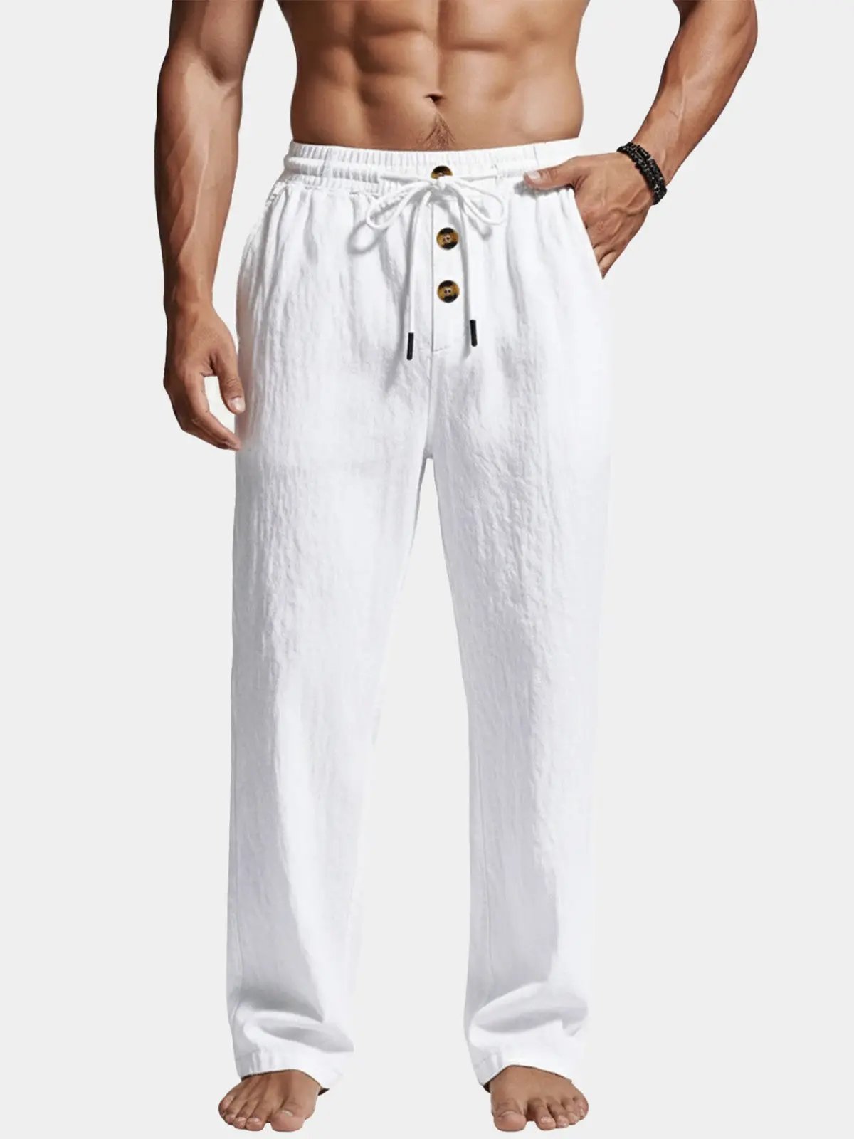 Men's Linen Blend Wide Leg Lounge Pants