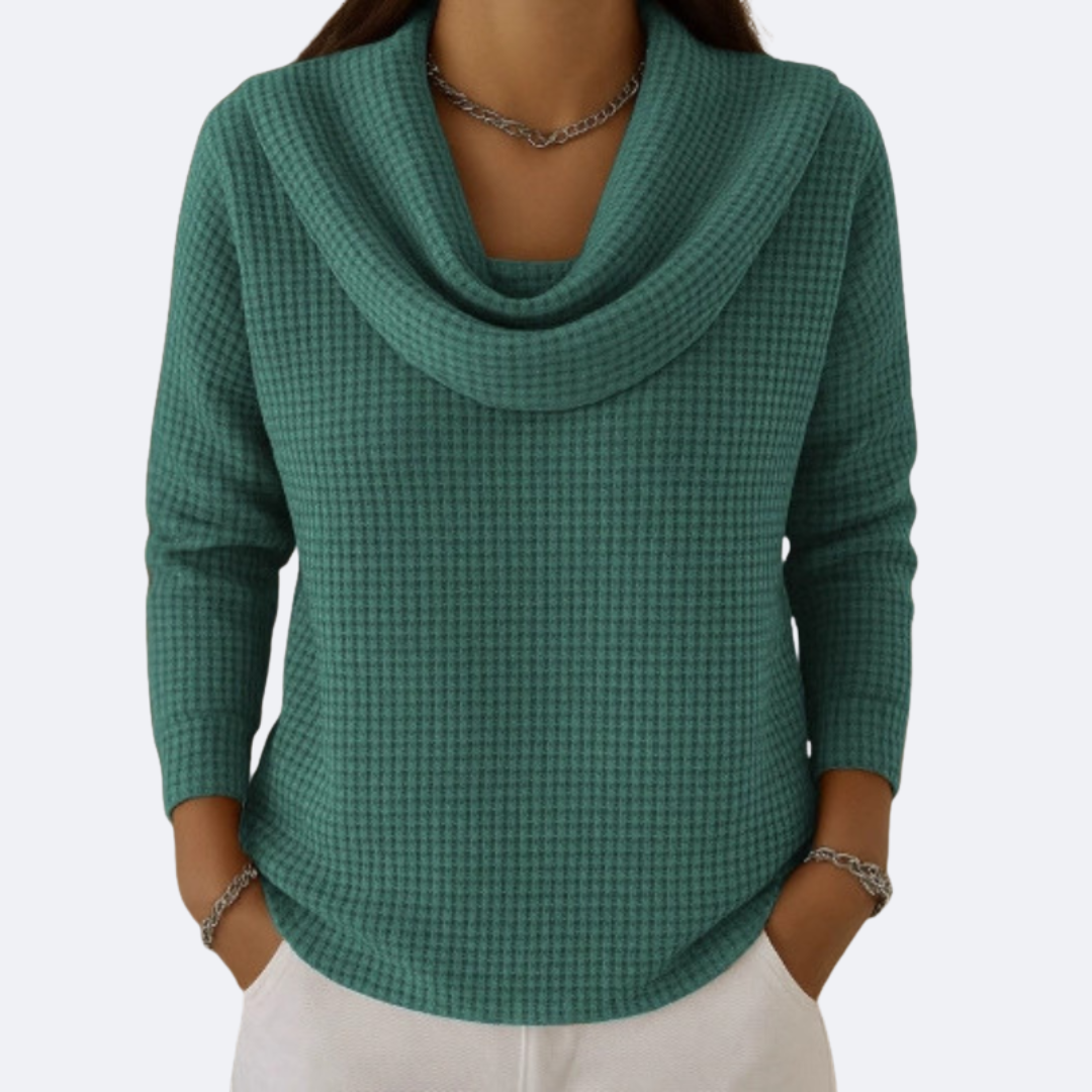 LIVIA - Soft Neck Thermal Waffle Effect Jumper