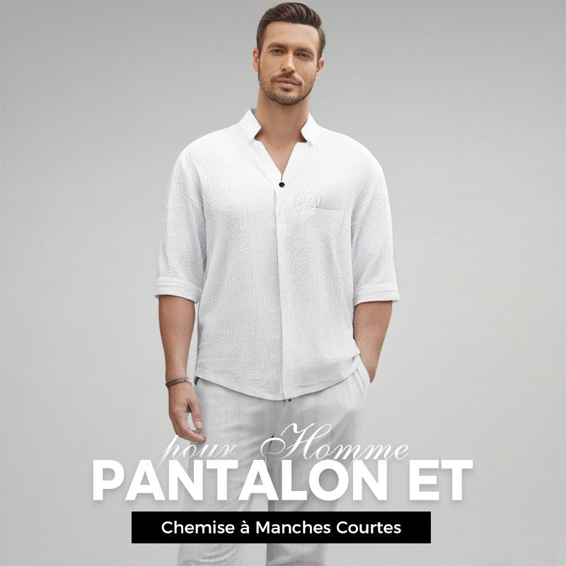 Two-Piece Cotton Set for Men: Top and Pants