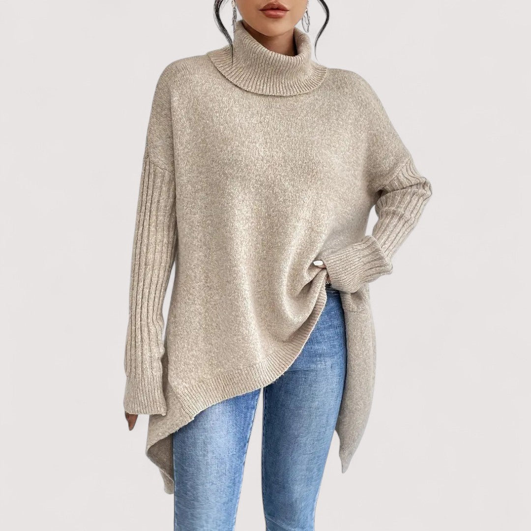 Patricia – Long and Stylish High Neck Jumper