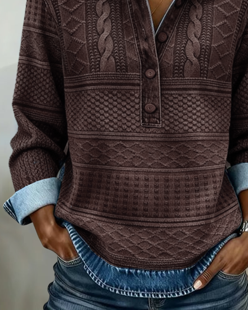 SOFIA – Denim Detailed Knitted Sweatshirt