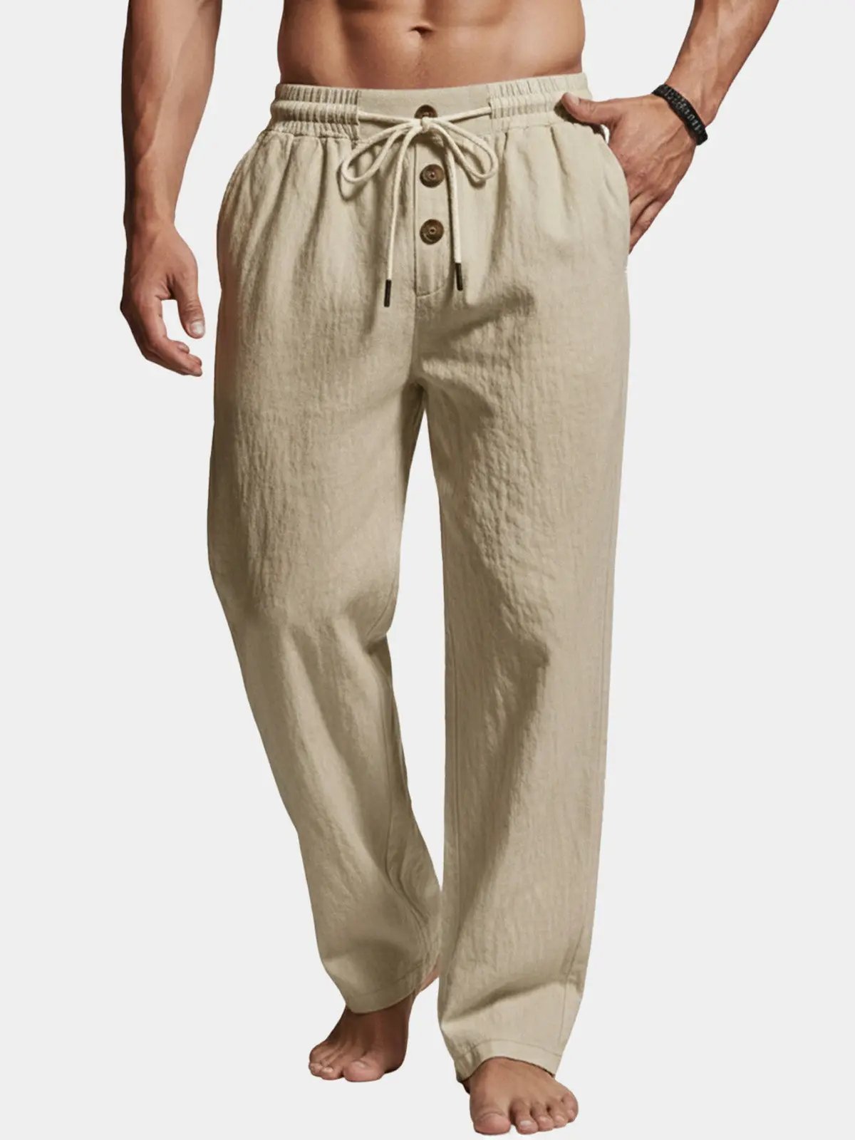 Men's Linen Blend Wide Leg Lounge Pants