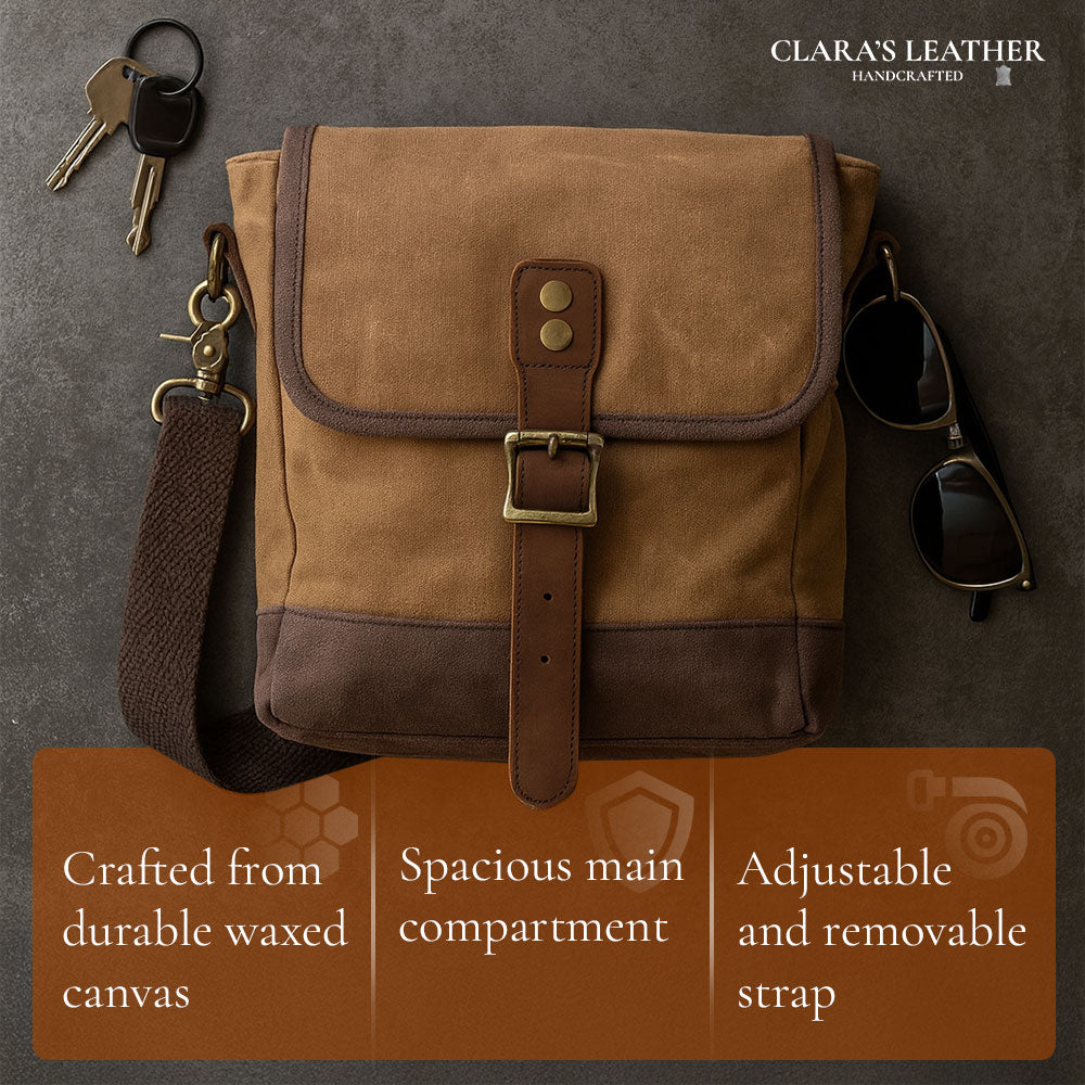 William - Small Canvas Leather Sling Bag
