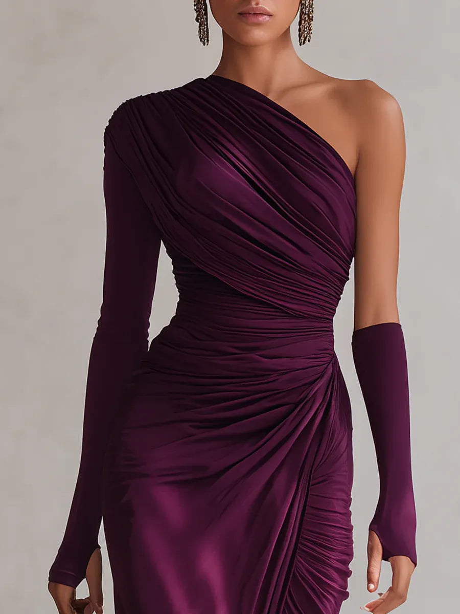 Rosalia - Stylish Purple Maxi Dress One Shoulder