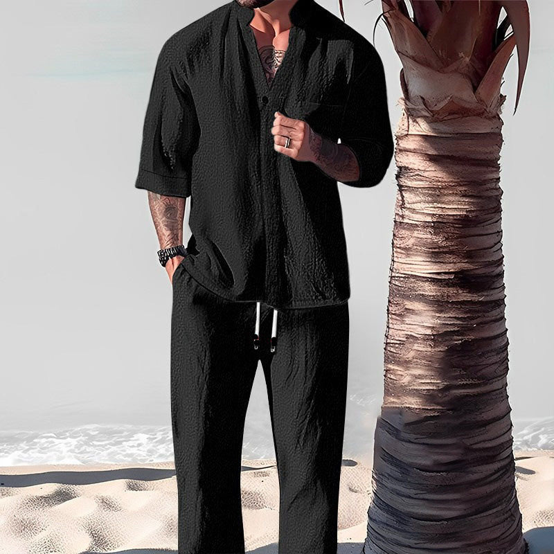 Two-Piece Cotton Set for Men: Top and Pants