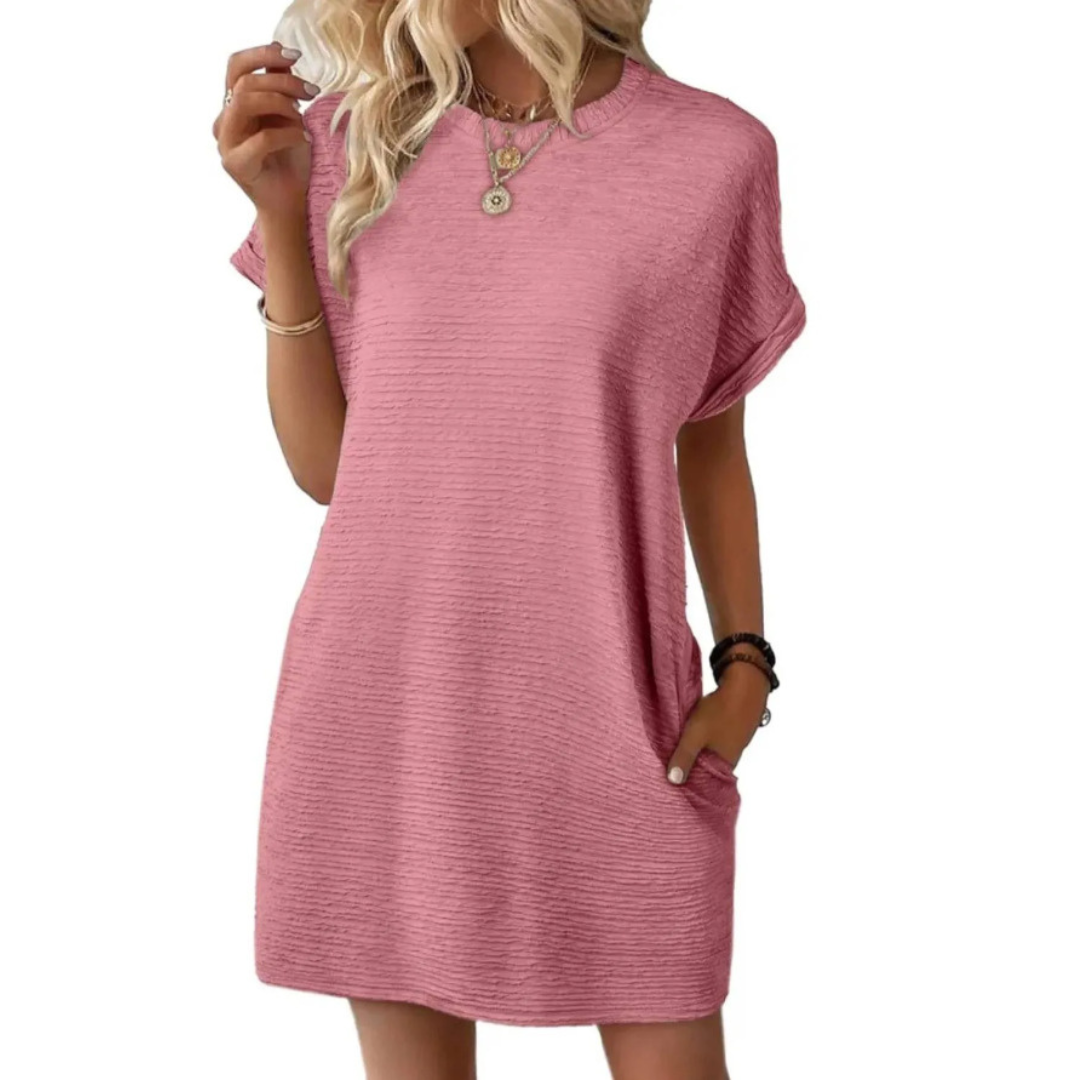 EVASHA™ – Casual Minimalist Round Neck Autumn Dress