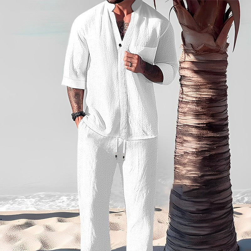 Two-Piece Cotton Set for Men: Top and Pants