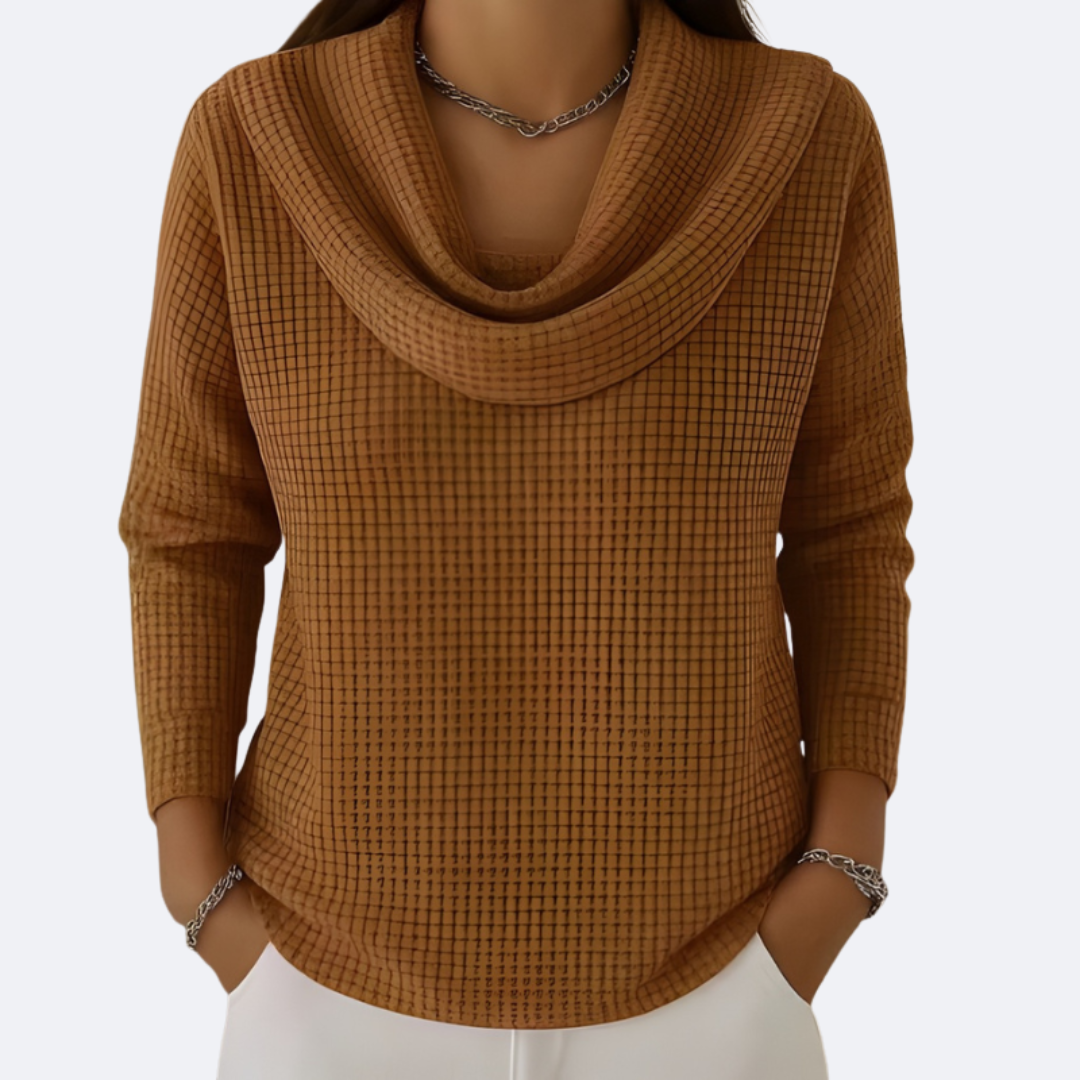 LIVIA - Soft Neck Thermal Waffle Effect Jumper