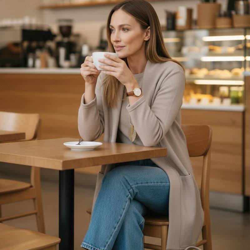 Elegant 3-Piece Set consisting of Long Cardigan, Top, and Trousers