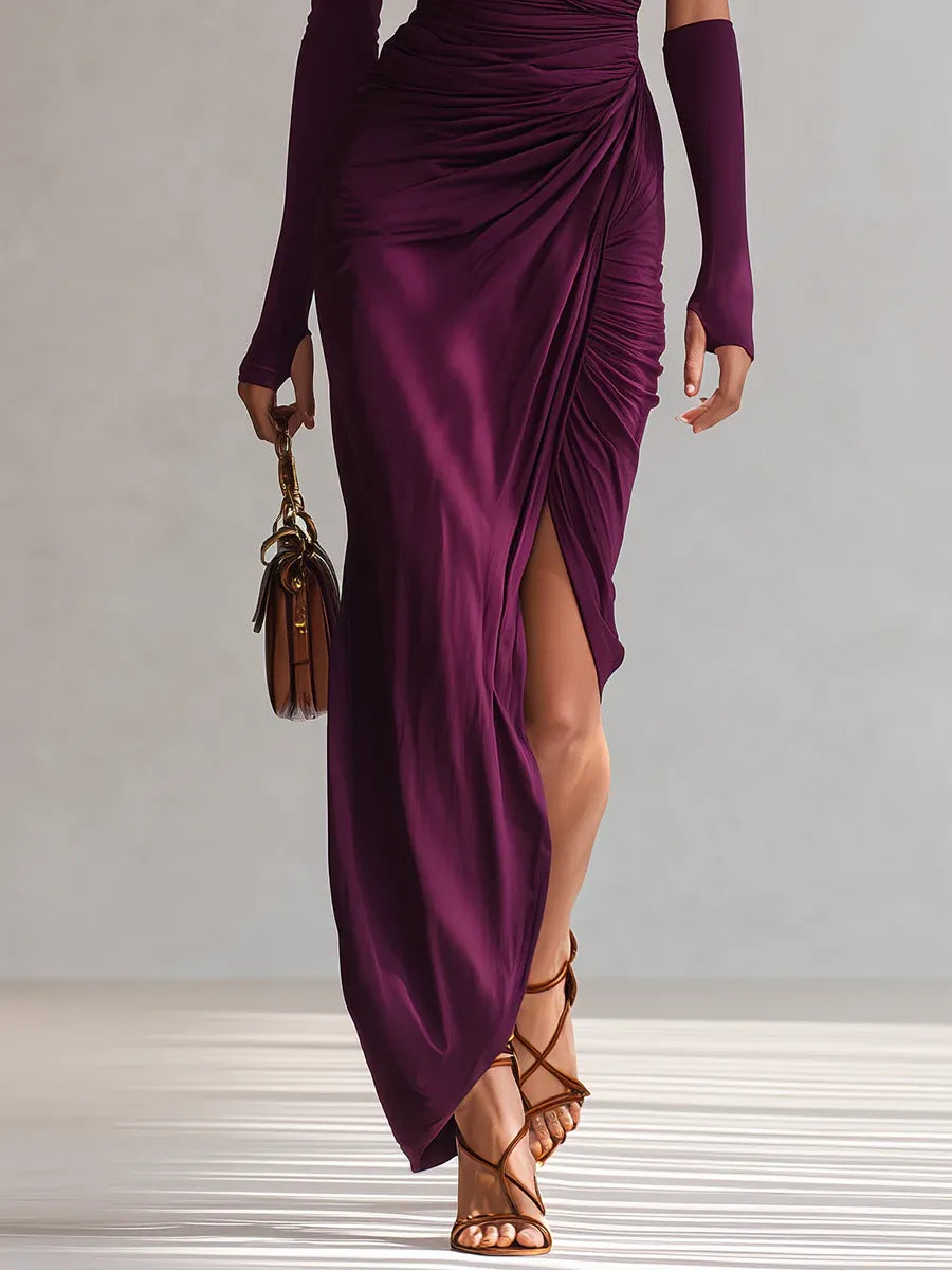 Rosalia - Stylish Purple Maxi Dress One Shoulder