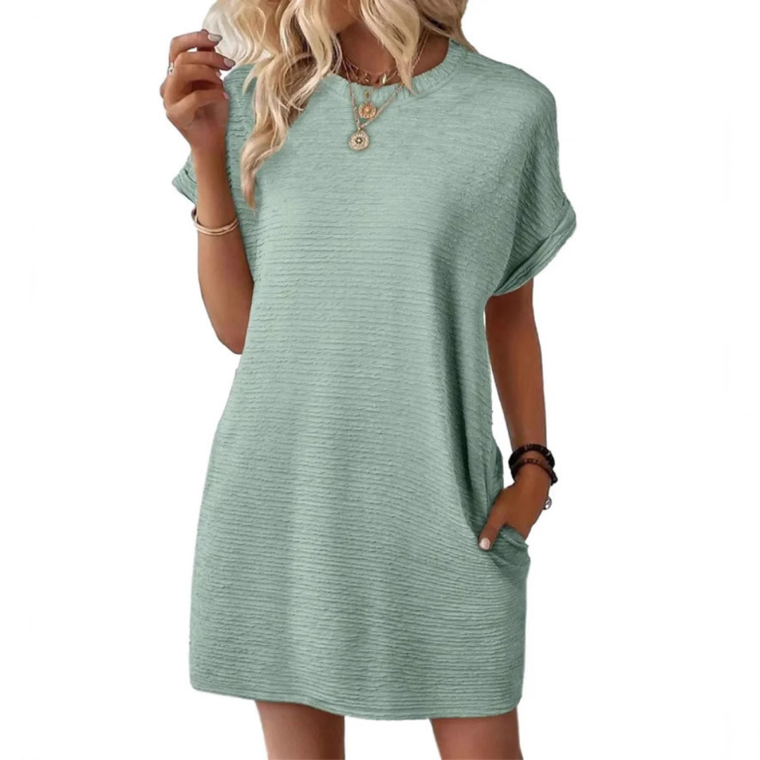 EVASHA™ – Casual Minimalist Round Neck Autumn Dress