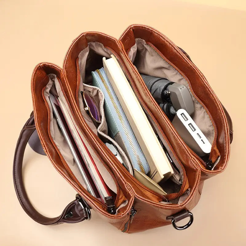 Stylish Genuine Leather Retro Boston Bag