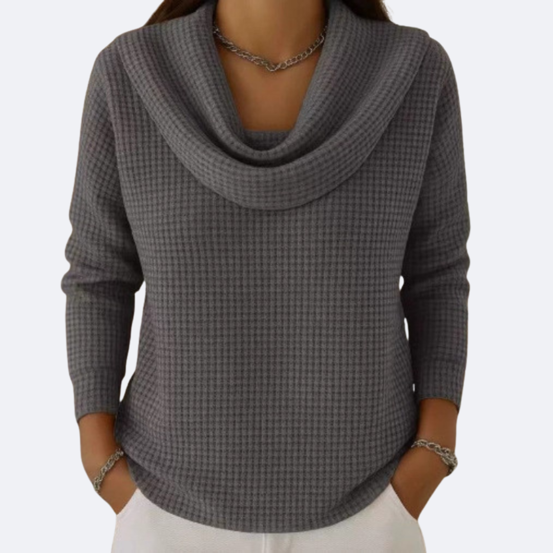 LIVIA - Soft Neck Thermal Waffle Effect Jumper