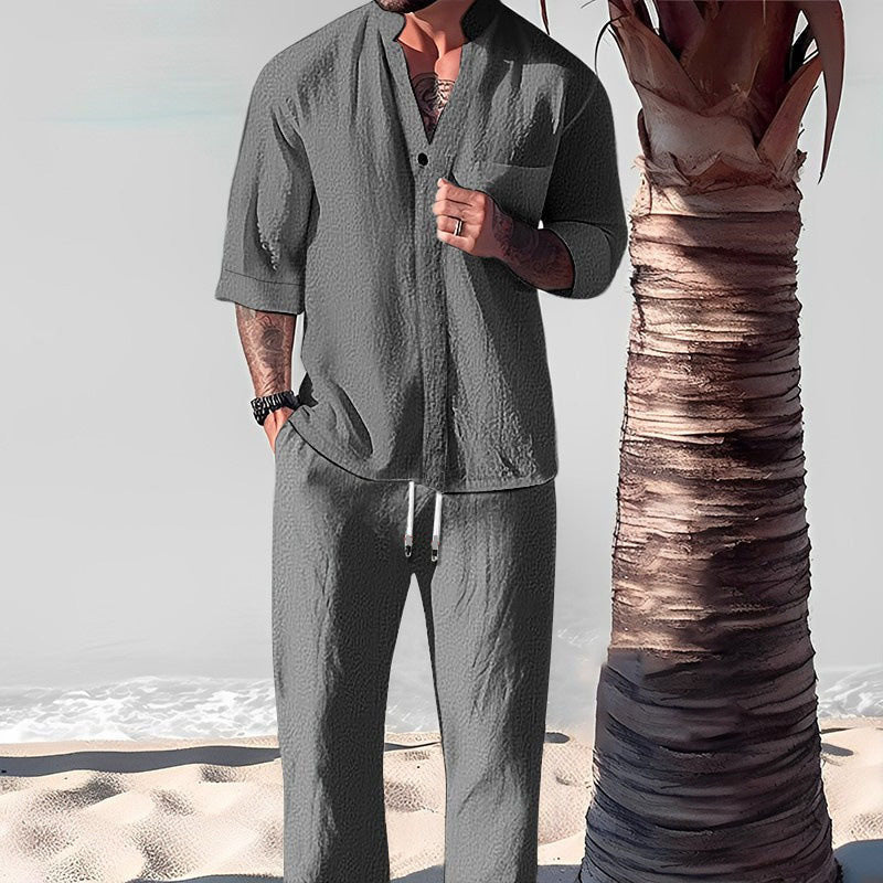 Two-Piece Cotton Set for Men: Top and Pants