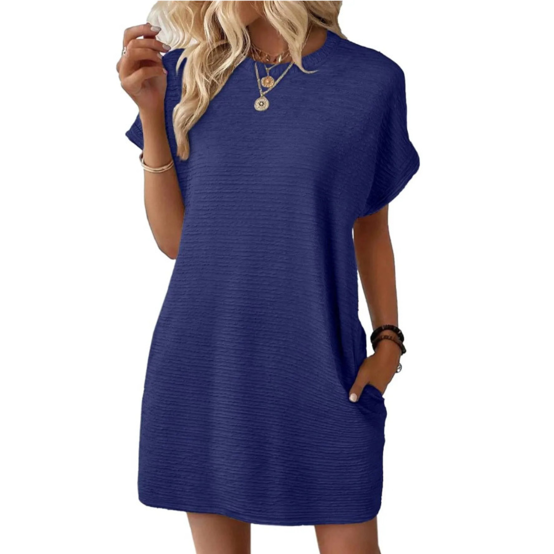EVASHA™ – Casual Minimalist Round Neck Autumn Dress