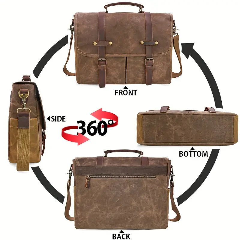 Brett - Large Capacity Waterproof Canvas Messenger Bag for Men