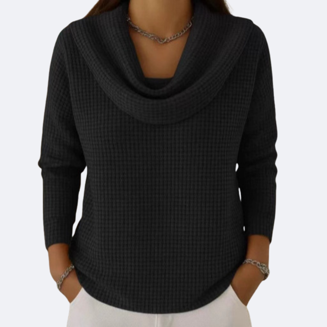 LIVIA - Soft Neck Thermal Waffle Effect Jumper