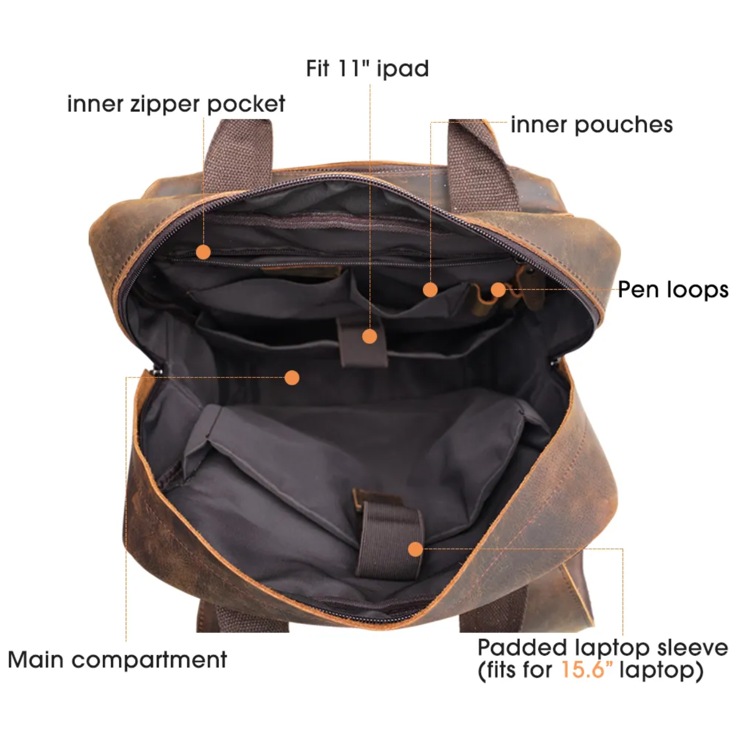 Kevin - Leather Laptop Backpack