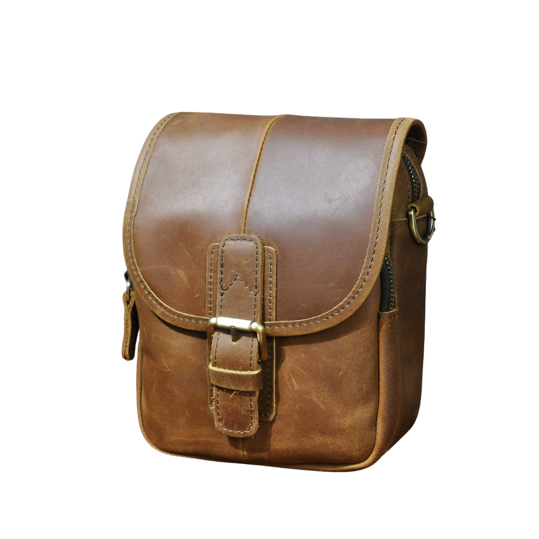 Luke - Buckled Leather Crossbody Bag