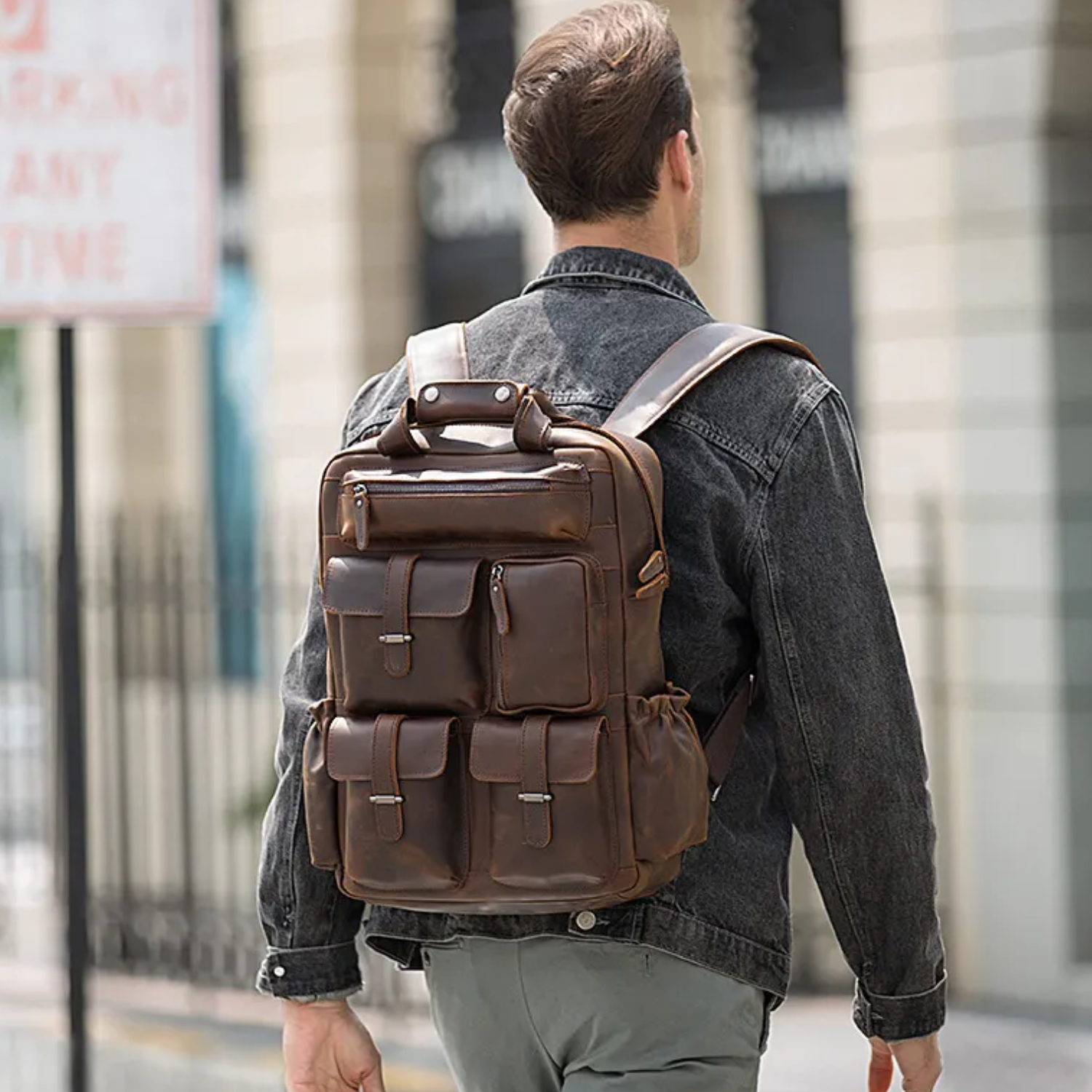 Kevin - Leather Laptop Backpack