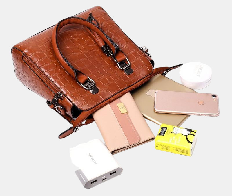 SOPHIA | VINTAGE CROC PATTERN 4-9 PIECE BAG