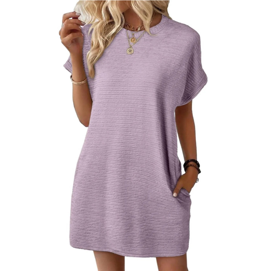 EVASHA™ – Casual Minimalist Round Neck Autumn Dress