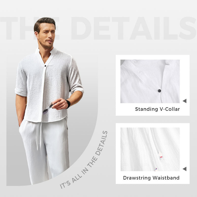 Two-Piece Cotton Set for Men: Top and Pants