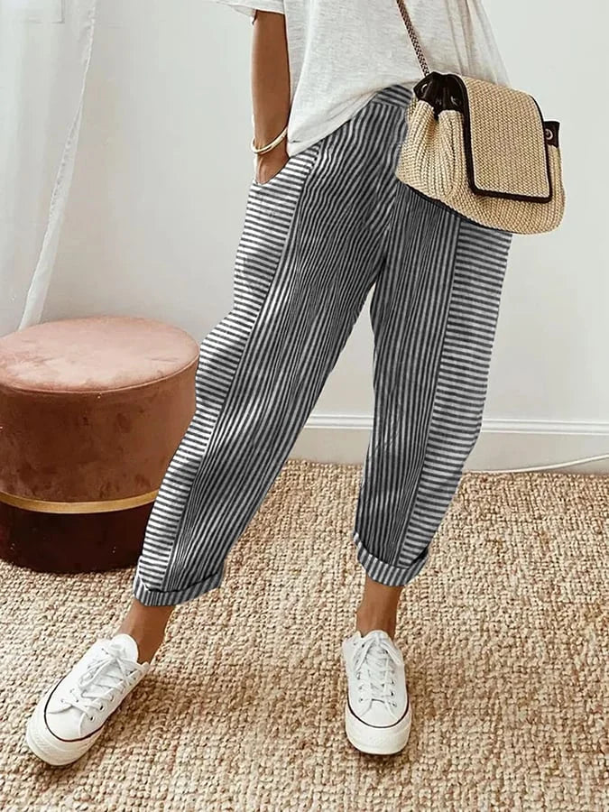 VERONICA | STRIPED COTTON PANTS