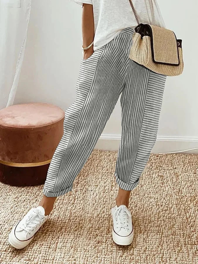 VERONICA | STRIPED COTTON PANTS