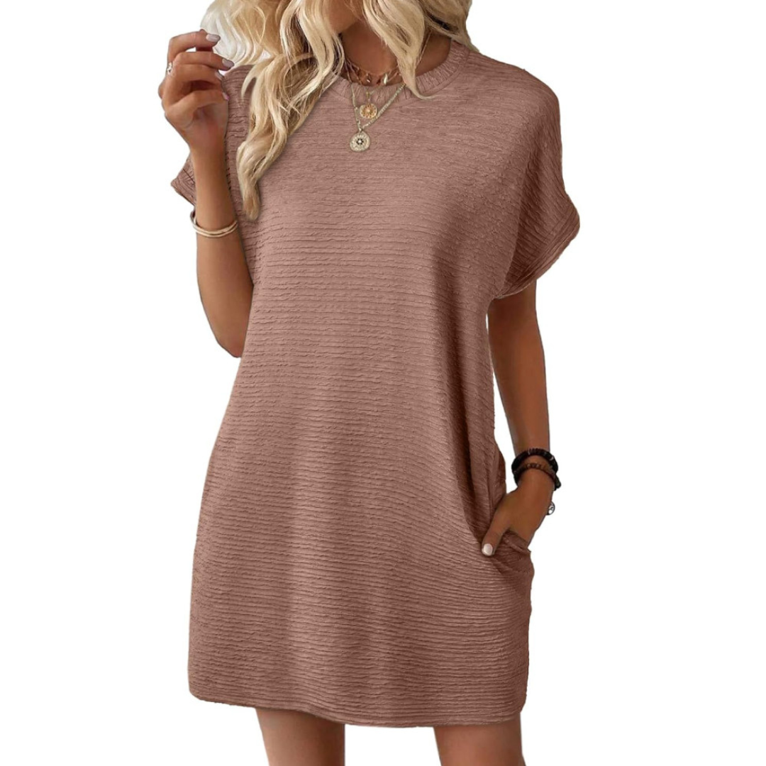 EVASHA™ – Casual Minimalist Round Neck Autumn Dress