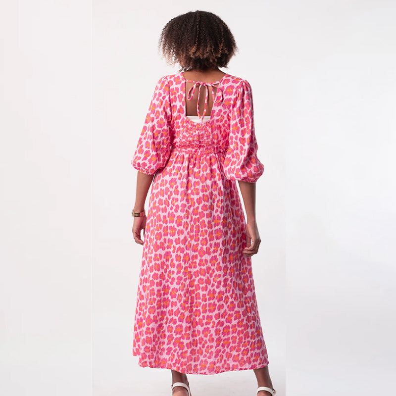 Ladies' Dress with V-Neck and Print