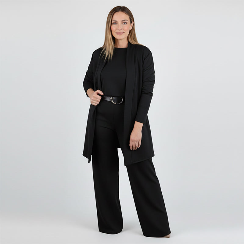 Elegant 3-Piece Set consisting of Long Cardigan, Top, and Trousers