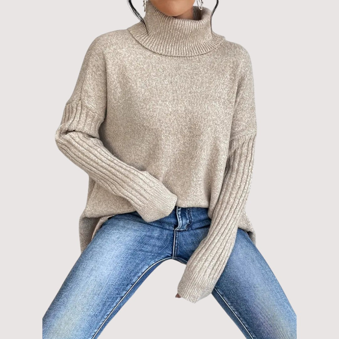 Patricia – Long and Stylish High Neck Jumper