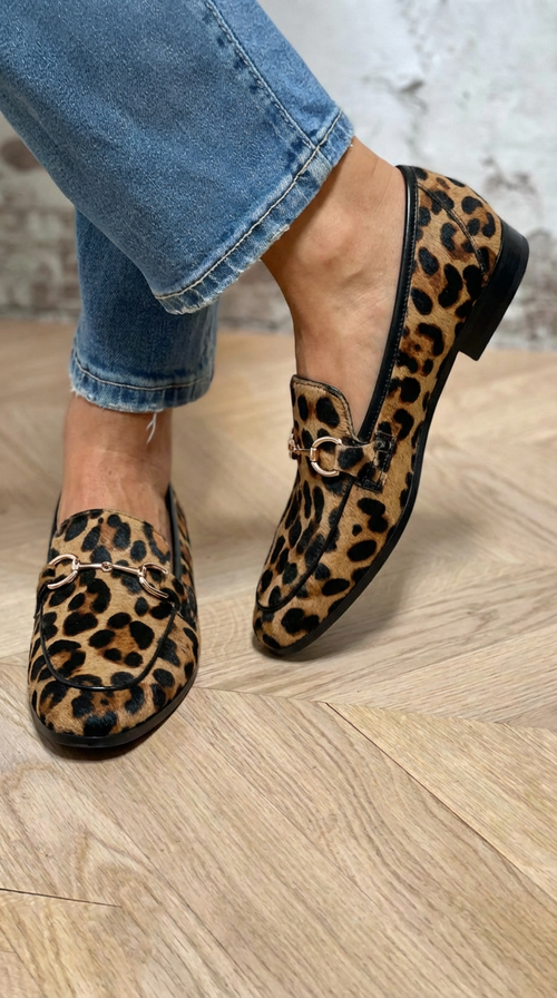 ANIMAL PRINT LOAFER WITH METAL DETAIL