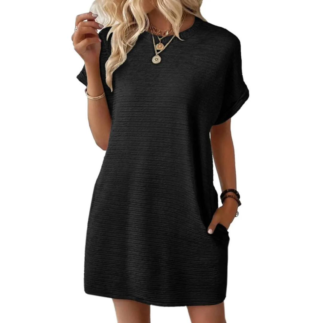 EVASHA™ – Casual Minimalist Round Neck Autumn Dress